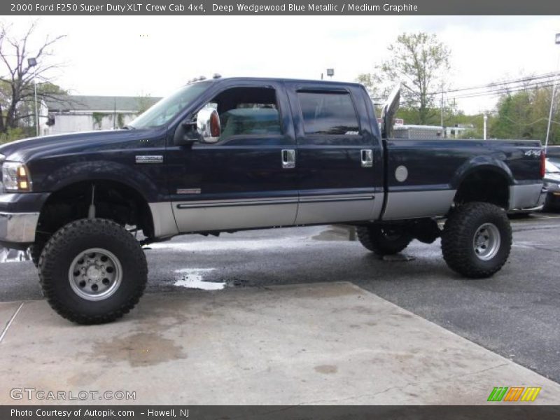 Deep Wedgewood Blue Metallic / Medium Graphite 2000 Ford F250 Super Duty XLT Crew Cab 4x4