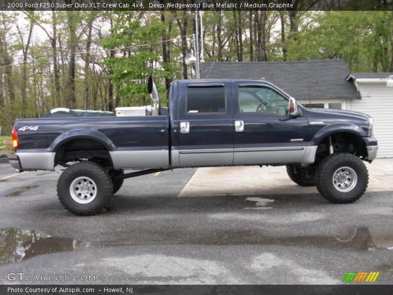 Deep Wedgewood Blue Metallic / Medium Graphite 2000 Ford F250 Super Duty XLT Crew Cab 4x4
