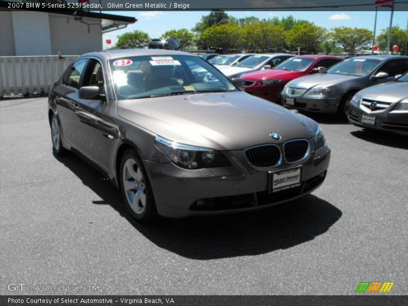 Olivin Green Metallic / Beige 2007 BMW 5 Series 525i Sedan