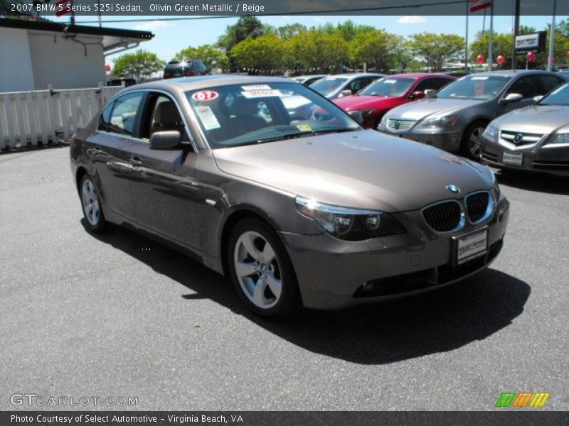Olivin Green Metallic / Beige 2007 BMW 5 Series 525i Sedan