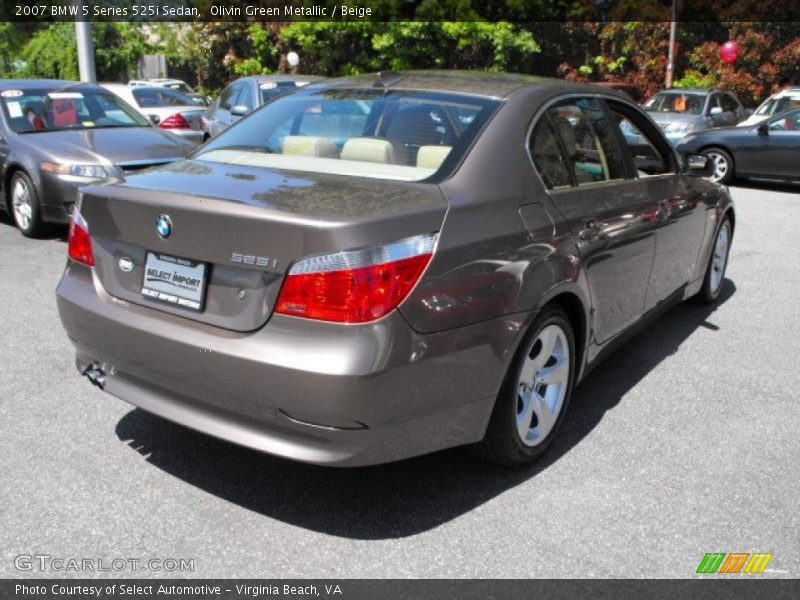 Olivin Green Metallic / Beige 2007 BMW 5 Series 525i Sedan