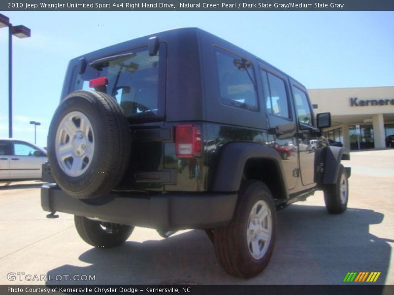 Natural Green Pearl / Dark Slate Gray/Medium Slate Gray 2010 Jeep Wrangler Unlimited Sport 4x4 Right Hand Drive