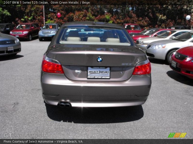 Olivin Green Metallic / Beige 2007 BMW 5 Series 525i Sedan