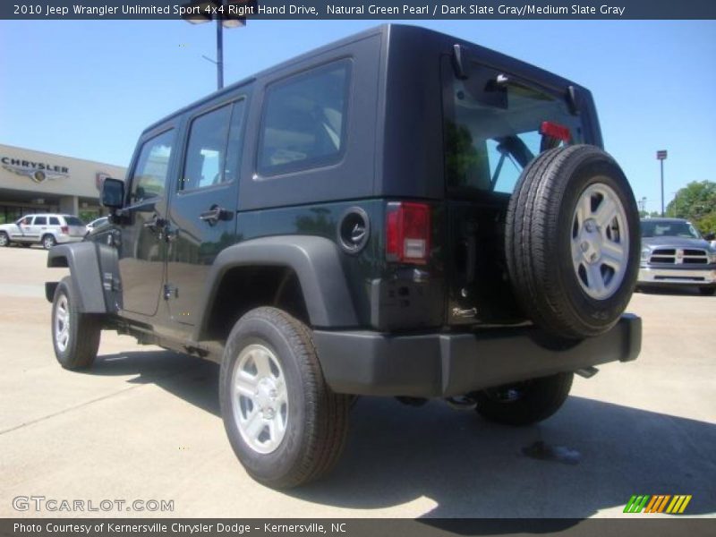 Natural Green Pearl / Dark Slate Gray/Medium Slate Gray 2010 Jeep Wrangler Unlimited Sport 4x4 Right Hand Drive