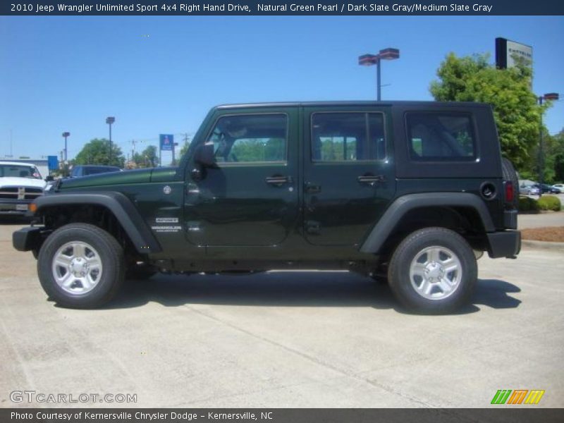 Natural Green Pearl / Dark Slate Gray/Medium Slate Gray 2010 Jeep Wrangler Unlimited Sport 4x4 Right Hand Drive