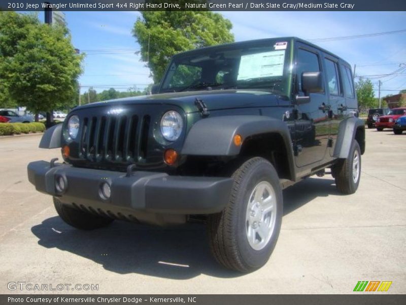 Natural Green Pearl / Dark Slate Gray/Medium Slate Gray 2010 Jeep Wrangler Unlimited Sport 4x4 Right Hand Drive