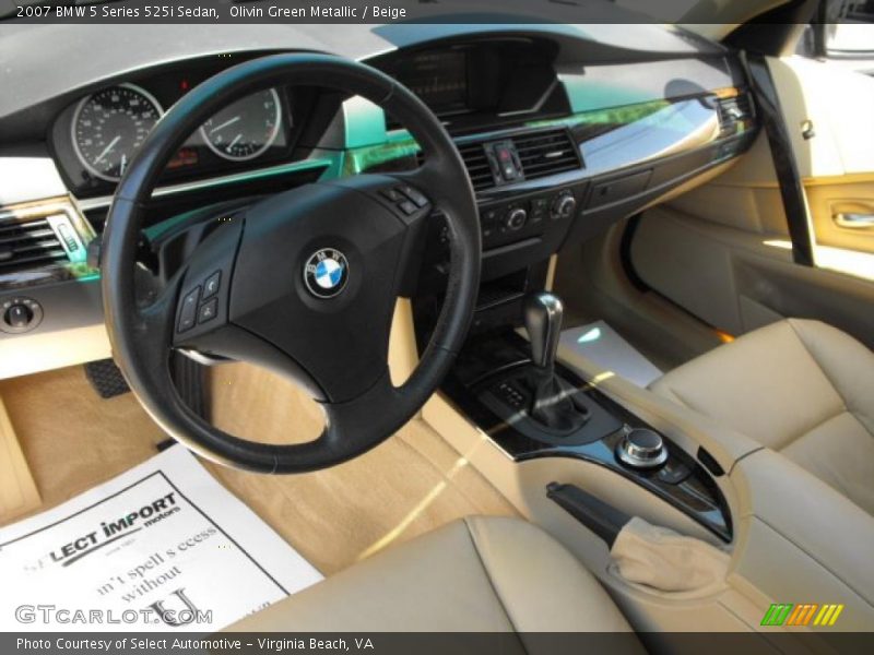 Olivin Green Metallic / Beige 2007 BMW 5 Series 525i Sedan