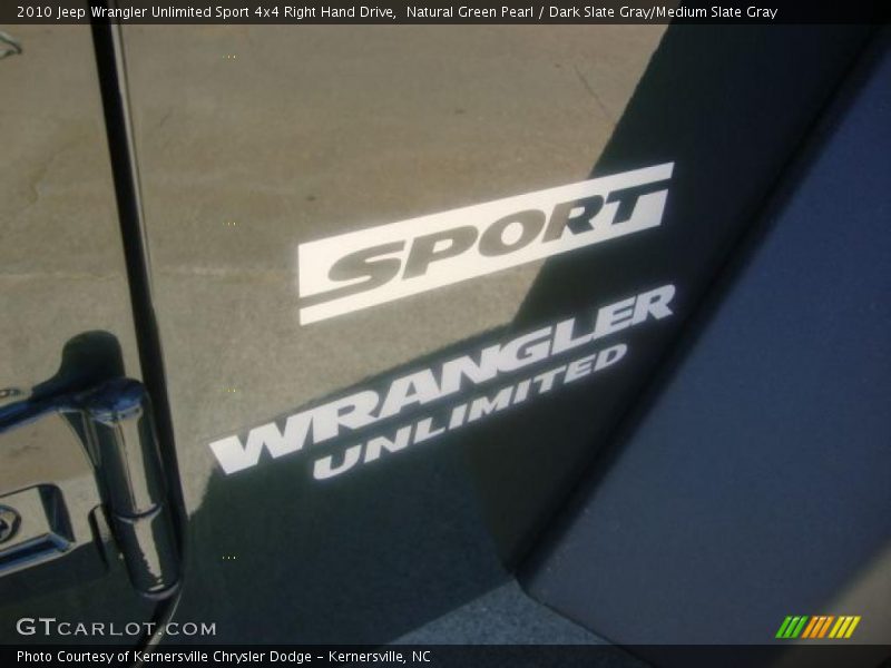 Natural Green Pearl / Dark Slate Gray/Medium Slate Gray 2010 Jeep Wrangler Unlimited Sport 4x4 Right Hand Drive