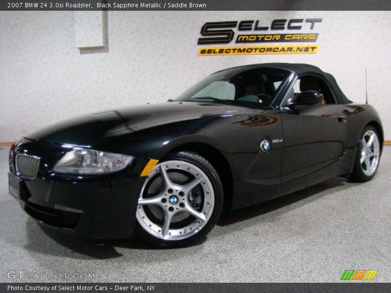 Black Sapphire Metallic / Saddle Brown 2007 BMW Z4 3.0si Roadster