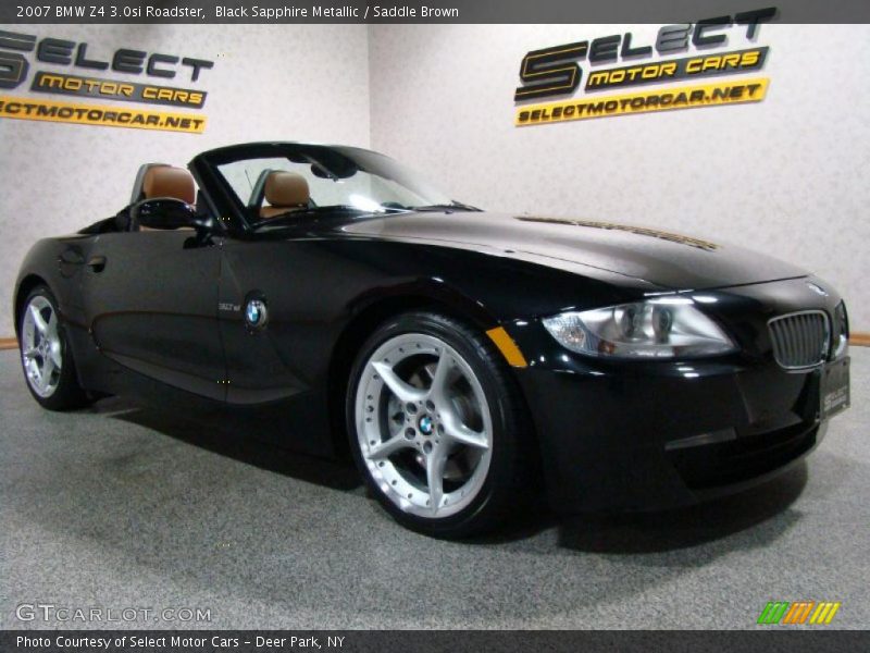 Black Sapphire Metallic / Saddle Brown 2007 BMW Z4 3.0si Roadster