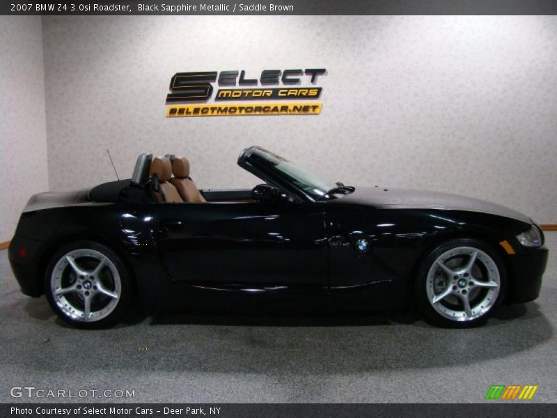 Black Sapphire Metallic / Saddle Brown 2007 BMW Z4 3.0si Roadster