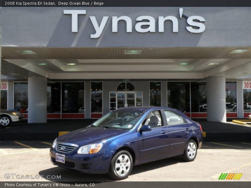Deep Ocean Blue / Beige 2008 Kia Spectra EX Sedan
