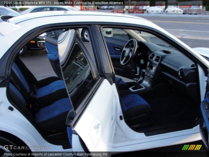 Aspen White / Anthracite Black/Blue Alcantara 2006 Subaru Impreza WRX STi