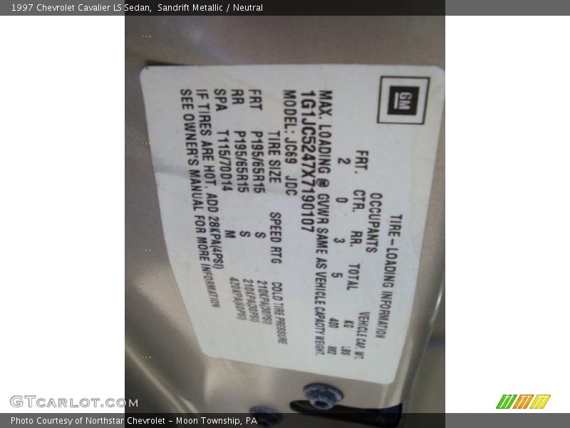 Sandrift Metallic / Neutral 1997 Chevrolet Cavalier LS Sedan