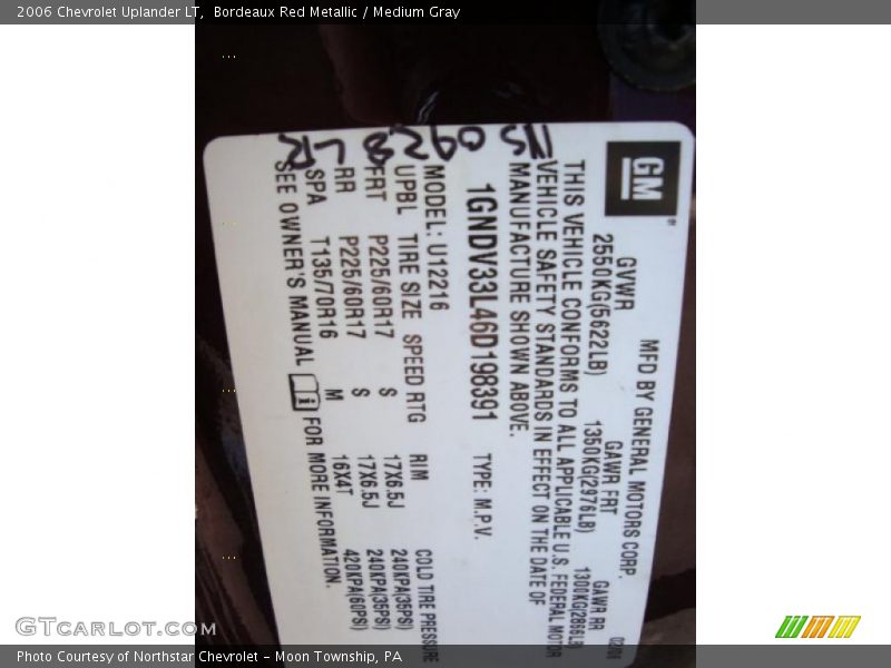 Bordeaux Red Metallic / Medium Gray 2006 Chevrolet Uplander LT