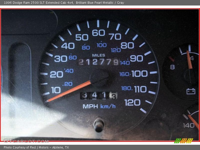 Brilliant Blue Pearl Metallic / Gray 1996 Dodge Ram 2500 SLT Extended Cab 4x4