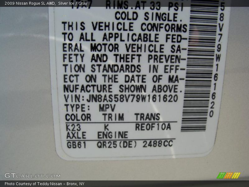 Silver Ice / Gray 2009 Nissan Rogue SL AWD