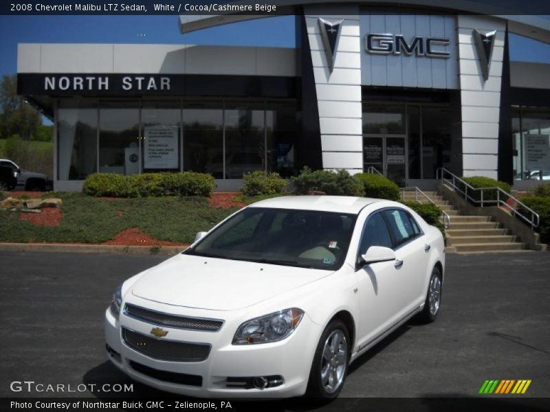 White / Cocoa/Cashmere Beige 2008 Chevrolet Malibu LTZ Sedan