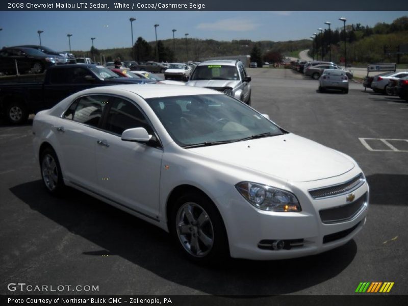 White / Cocoa/Cashmere Beige 2008 Chevrolet Malibu LTZ Sedan
