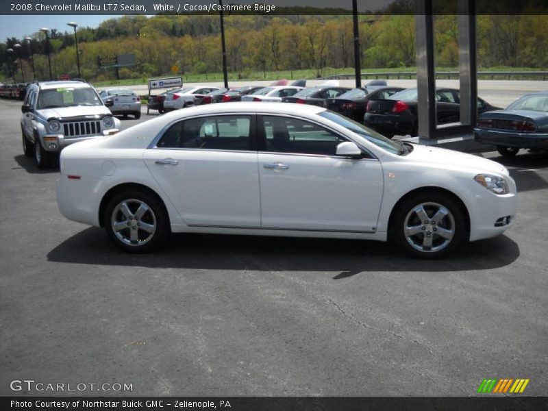 White / Cocoa/Cashmere Beige 2008 Chevrolet Malibu LTZ Sedan