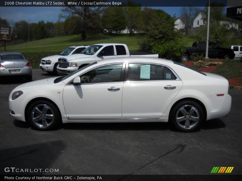 White / Cocoa/Cashmere Beige 2008 Chevrolet Malibu LTZ Sedan