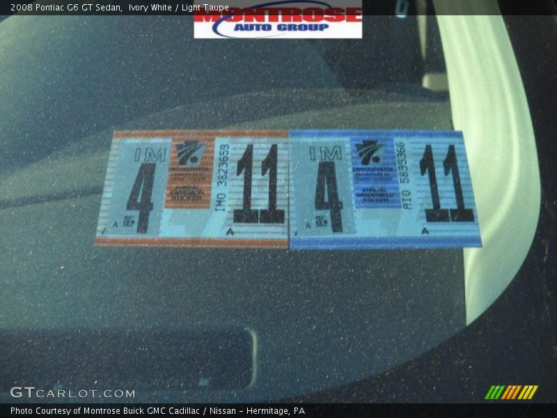 Ivory White / Light Taupe 2008 Pontiac G6 GT Sedan