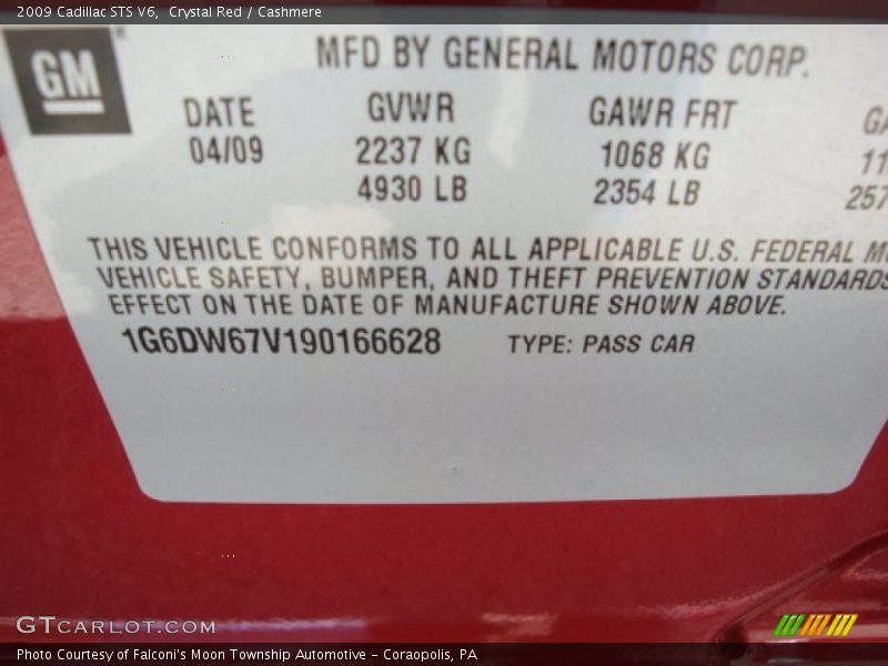 Crystal Red / Cashmere 2009 Cadillac STS V6