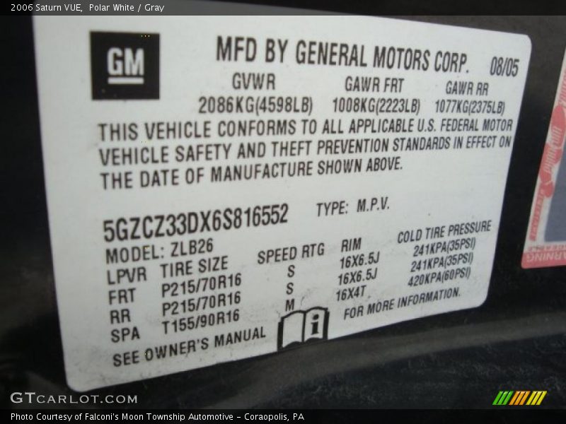 Polar White / Gray 2006 Saturn VUE