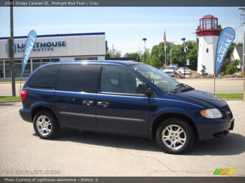 Midnight Blue Pearl / Gray 2003 Dodge Caravan SE