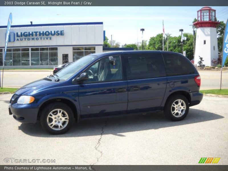 Midnight Blue Pearl / Gray 2003 Dodge Caravan SE