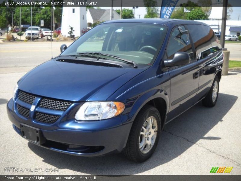 Midnight Blue Pearl / Gray 2003 Dodge Caravan SE