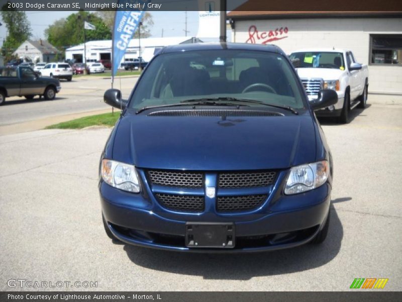 Midnight Blue Pearl / Gray 2003 Dodge Caravan SE