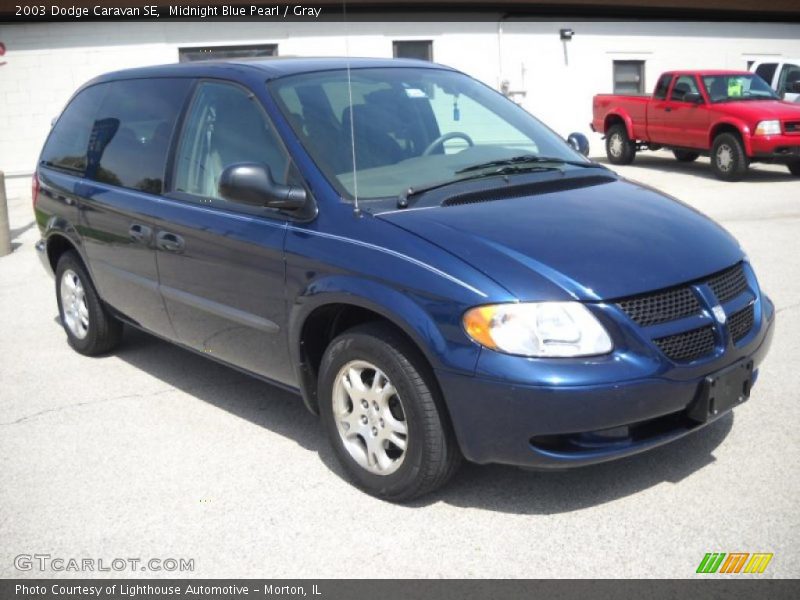 Midnight Blue Pearl / Gray 2003 Dodge Caravan SE