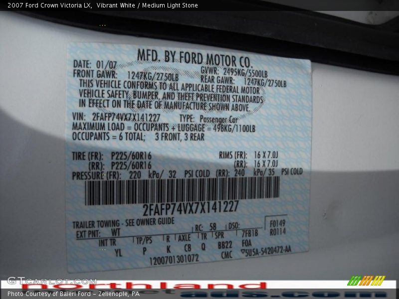 Vibrant White / Medium Light Stone 2007 Ford Crown Victoria LX