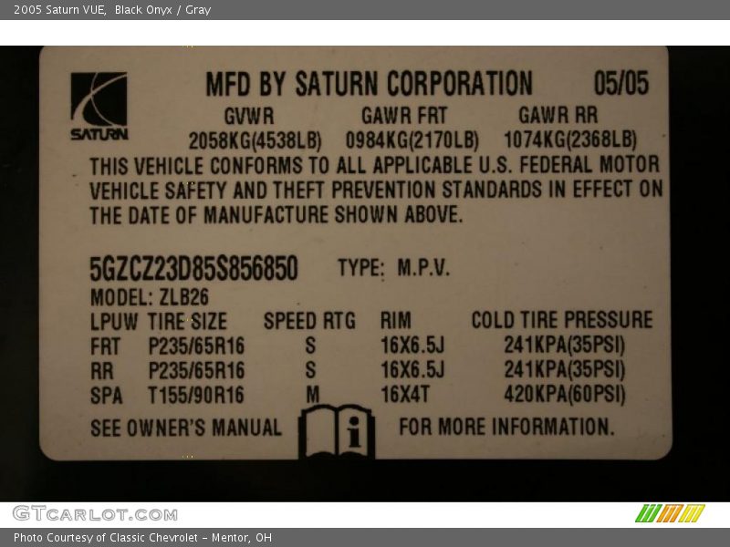 Black Onyx / Gray 2005 Saturn VUE