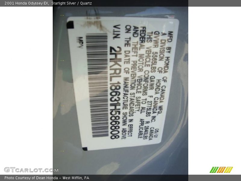 Starlight Silver / Quartz 2001 Honda Odyssey EX