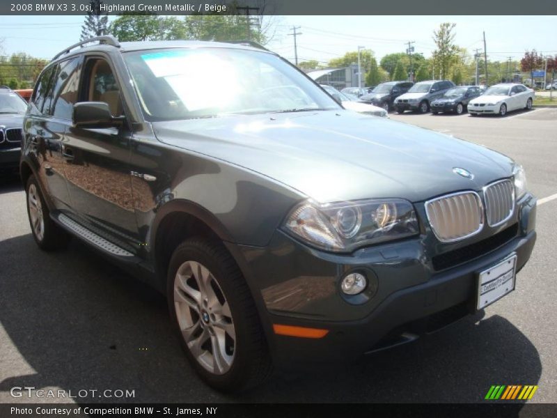 Highland Green Metallic / Beige 2008 BMW X3 3.0si