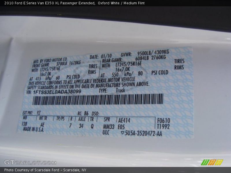 Oxford White / Medium Flint 2010 Ford E Series Van E350 XL Passenger Extended