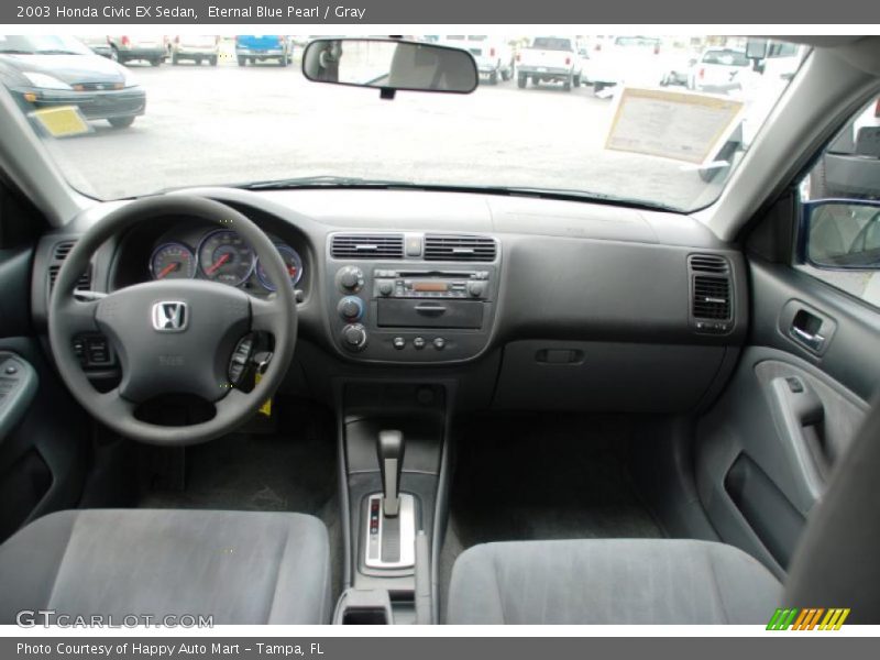 Eternal Blue Pearl / Gray 2003 Honda Civic EX Sedan