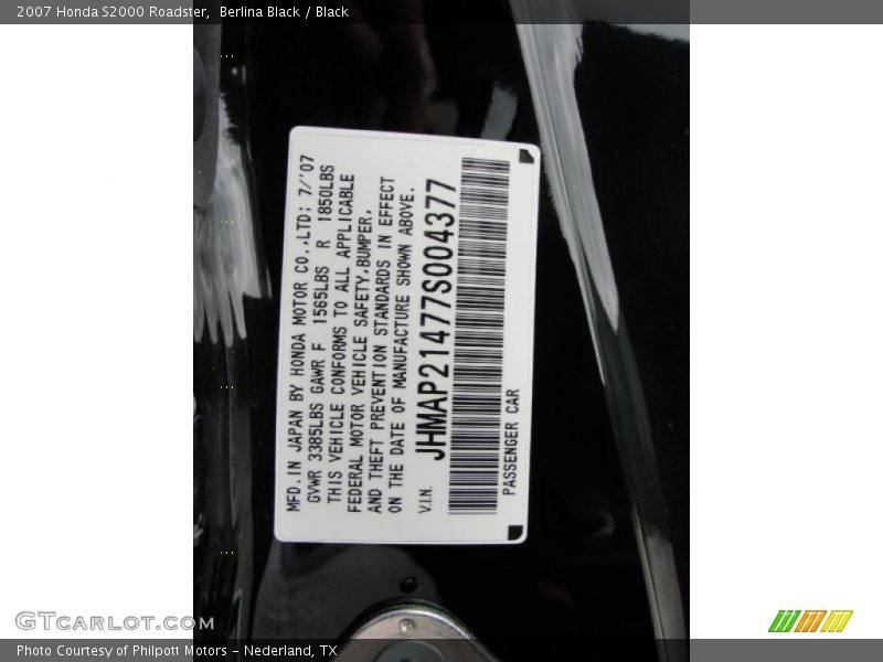 Berlina Black / Black 2007 Honda S2000 Roadster