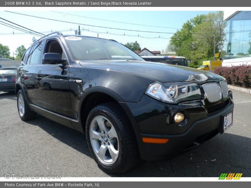Black Sapphire Metallic / Sand Beige/Black Nevada Leather 2008 BMW X3 3.0si