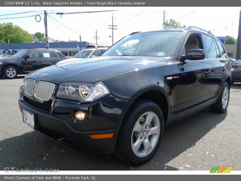 Black Sapphire Metallic / Sand Beige/Black Nevada Leather 2008 BMW X3 3.0si