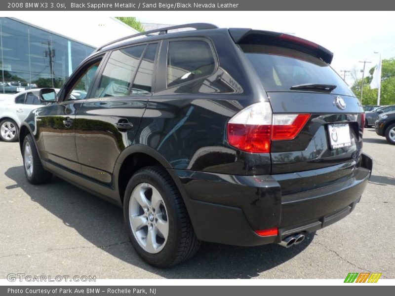 Black Sapphire Metallic / Sand Beige/Black Nevada Leather 2008 BMW X3 3.0si