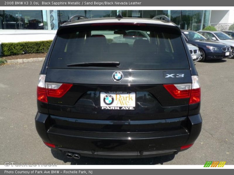 Black Sapphire Metallic / Sand Beige/Black Nevada Leather 2008 BMW X3 3.0si