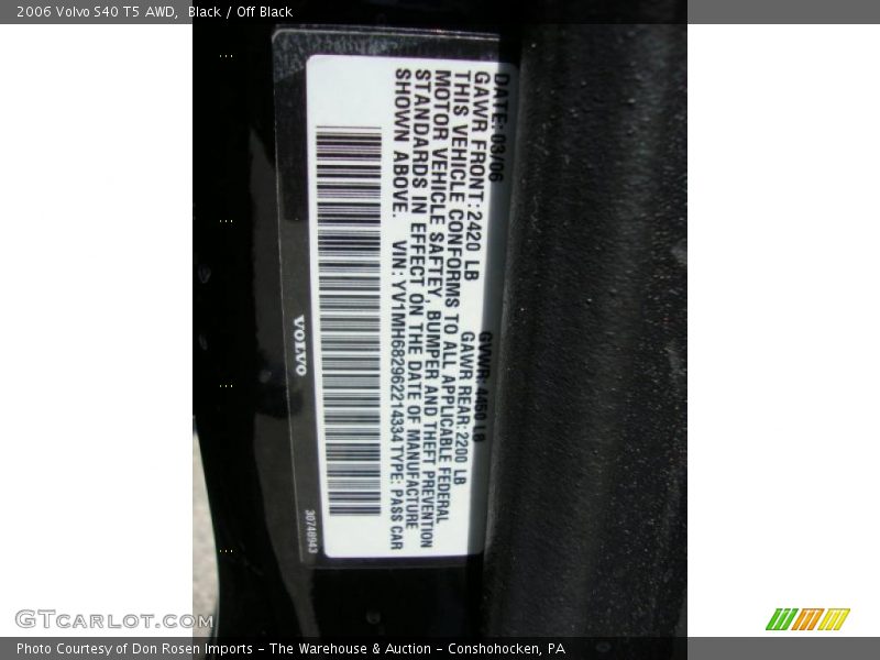 Black / Off Black 2006 Volvo S40 T5 AWD