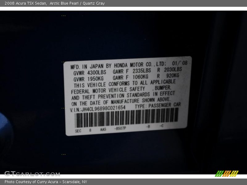 Arctic Blue Pearl / Quartz Gray 2008 Acura TSX Sedan