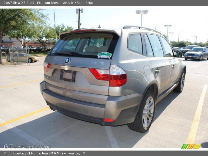 Platinum Bronze Metallic / Sand Beige 2007 BMW X3 3.0si