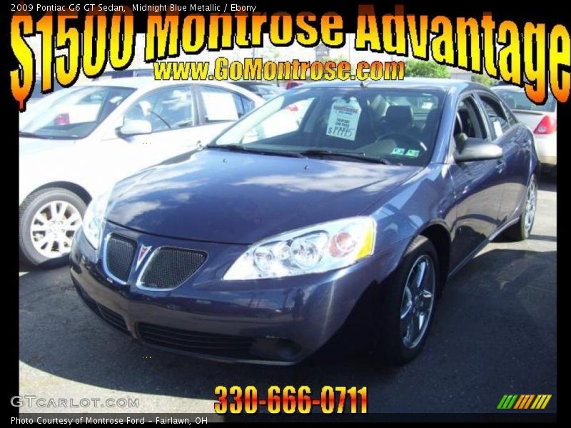 Midnight Blue Metallic / Ebony 2009 Pontiac G6 GT Sedan