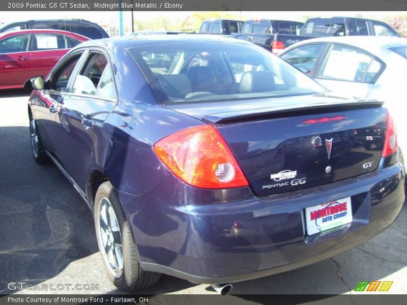 Midnight Blue Metallic / Ebony 2009 Pontiac G6 GT Sedan