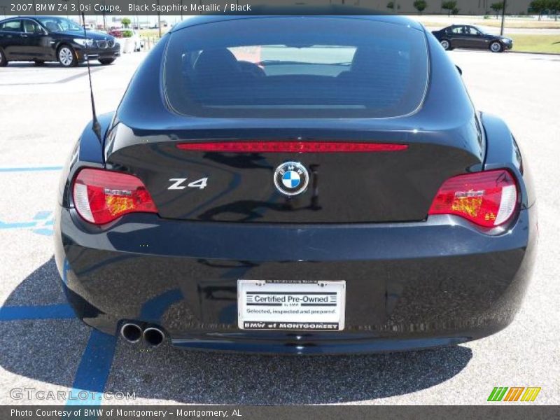 Black Sapphire Metallic / Black 2007 BMW Z4 3.0si Coupe